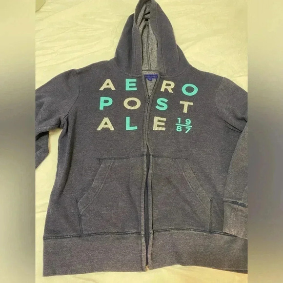 Men’s Blue Stonewashed Zip Up Hoodie‎ Sweatshirt Size L - Picture 1 of 7